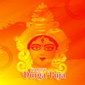 Happy navratri. Indian Festival Durga Puja with abstract background and Goddess Durga beautiful Face Illustration