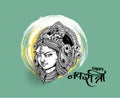 Happy Navratri, Vector Illustration based on Beautiful background with Maa Durga face Royalty Free Stock Photo