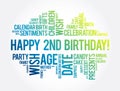 Happy 2nd birthday word cloud collage concept Royalty Free Stock Photo