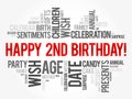 Happy 2nd birthday word cloud, holiday concept background Royalty Free Stock Photo