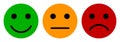 Happy, neutral and sad emoji smiley faces line icon, cartoon emoticons signs