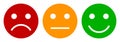 Happy, neutral and sad emoji smiley faces line icon, cartoon emoticons signs - vector