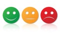 Happy Neutral Sad, face icon set, with reflection, vector illustration Royalty Free Stock Photo