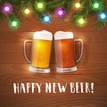 Happy new beer mugs poster