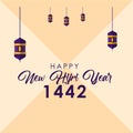 Happy New Hijri Year 1442 Vector Design For Banner Print and Greeting Background Royalty Free Stock Photo