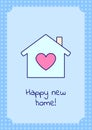 Happy new home greeting card with color icon element Royalty Free Stock Photo