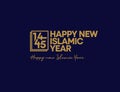 Happy New islamic Hijri Year 1445 Greeting Card for new year Simple elegant modern Vector Art