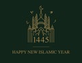 Happy new islamic hijri year 1445 greeting card simple luxurious design vector art