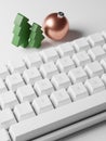 Happy New Yaer Text on Computer Keyboard with Decoration on the Desk. Royalty Free Stock Photo