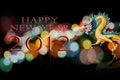 Happy new year 2012 with dragon statue Royalty Free Stock Photo