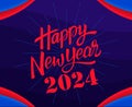 Happy New Year 2024 Abstract Blue And Red Logo Symbol