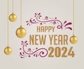 Happy New Year 2024 Abstract Gold And Purple Logo Symbol