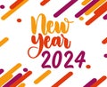 Happy New Year 2024 Abstract Purple Orange And Yellow Vector