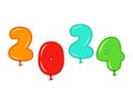 Happy New Year 2024 Abstract Ballons Multicolor Graphic Design Royalty Free Stock Photo