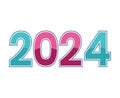 Happy New Year 2024 Abstract Blue And Pink Graphic Design