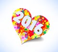 Happy new year 2016. Abstract colorful heart background Royalty Free Stock Photo