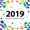 Happy new year 2019 with abstract colorful triangle