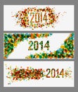 Happy New Year 2014 abstract colors banner set Royalty Free Stock Photo