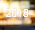 2018 Happy new year on abstract festive blur bokeh light background,Holiday celebration greeting card Royalty Free Stock Photo