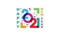 Happy new year 2021 abstract modern young colorful design vector illustration