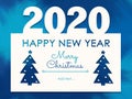 Happy, happy, happy new year - Adorable greeting card template on the abstract blue background