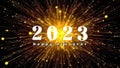 2023 happy new year animated text on fireworks background