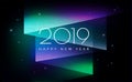 2019 Happy New Year background aurora borealis