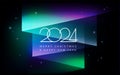 2024 Happy New Year background with aurora borealis