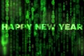 Happy new year background binary texture matrix theme