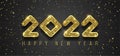 2022 happy new year background black gold banner Royalty Free Stock Photo