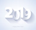 2019 Happy New Year background. Seasonal greeting card template.