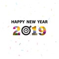 Happy New Year 2019 background.Colorful greeting card design.Vector illustration for holiday design. Party poster, greeting Royalty Free Stock Photo