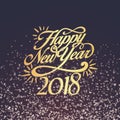 Happy New Year 2018 background decoration. Greeting card design template 2018 confetti. Vector illustration of date 2018 year.