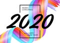 2020 Happy New Year Background Design. Vector Greeting Card with Abstract Gradient Brushstroke.