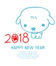 Happy New Year 2018 background, happy dog with Happy new year 2018, dog`s,Colorful Vector Illustration. Royalty Free Stock Photo