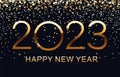 Happy new year 2023 background. Elegant gold text. Holiday greeting card design Royalty Free Stock Photo