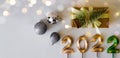 Happy new year background flat lay with place for text golden numbers 2022 format banner Royalty Free Stock Photo