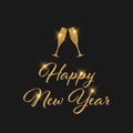 Happy New Year background with glittery gold design