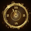 Happy New Year background gold clock Royalty Free Stock Photo