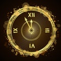 Happy New Year background gold clock Royalty Free Stock Photo