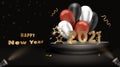 2021 Happy New year Background. Gold 3D number.