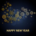 2018 Happy New Year background with golden letters and snowflakes. Royalty Free Stock Photo