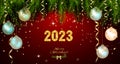 Happy New Year 2023 background with golden sparkling texture. Gold numbers 3, 2, 0, 23 . Postcard with silver, pearly Christmas Royalty Free Stock Photo