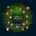 Happy New Year 2023 background with golden sparkling texture. Gold numbers 3, 0, 2, 23 . Postcard with silver, pearly Christmas Royalty Free Stock Photo
