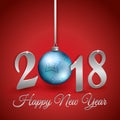 Happy new year background with hanging bauble Royalty Free Stock Photo