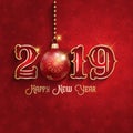 Happy New Year background with hanging bauble Royalty Free Stock Photo