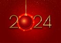 Happy New 2024 Year background with hanging bauble Royalty Free Stock Photo