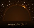 Happy New Year background. Magic gold rain and globe. Golden text and planet on horizon. Christmas planet design. Light Royalty Free Stock Photo