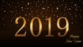 Happy New Year background with magic gold rain. Golden numbers 2017. Christmas design light, vibrant, glow and sparkle Royalty Free Stock Photo