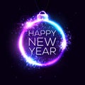 Happy new year background. Neon light banner. Royalty Free Stock Photo